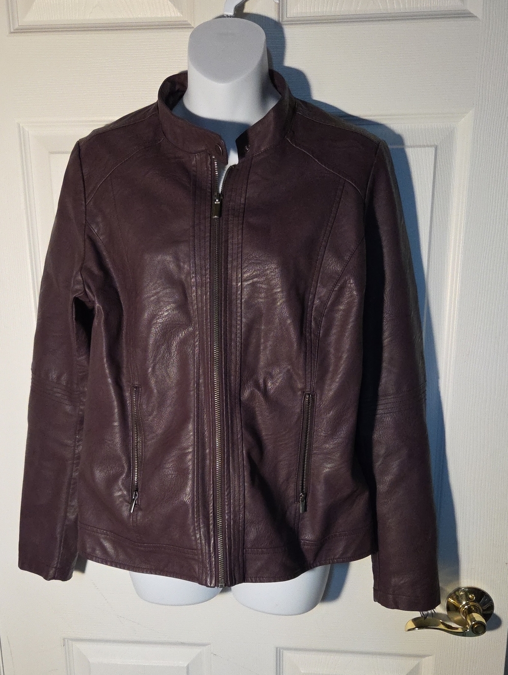 Purple Faux Leather Women's Short Jacket Reitmans Sz L